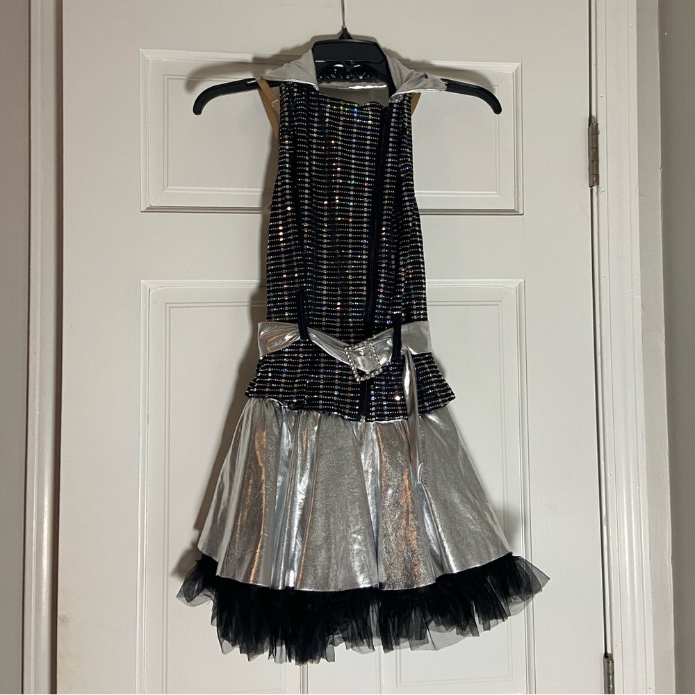 Weissman “Rockstar” silver foil dance costume
